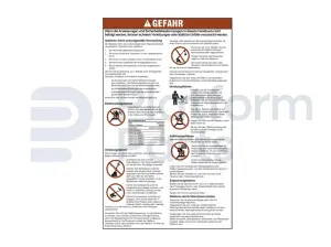 Decal, danger, general safety rules (DE/bl)