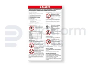 Decal, danger, general safety rules (EN/bl)