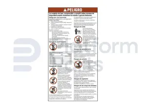 Decal, danger, general safety rules (ES/sl)