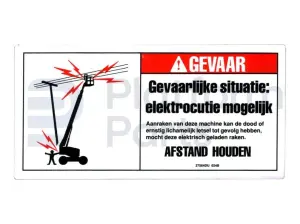 Decal, danger, electrical hazard, stay clear, Dutch