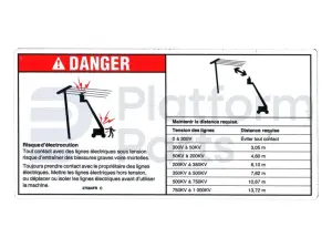 Decal, danger, electrical hazard, stay clear, French