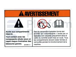 Decal, warning, compart access, French