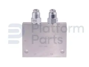 Hydraulic manifold, 2 valve, counterbalance