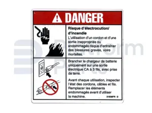 Decal, electrocution / fire hazard, French