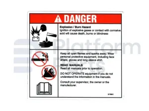 Decal, danger, battery safety
