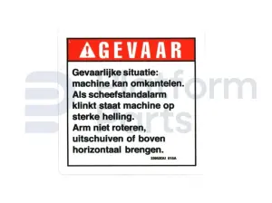 Decal, tilt alarm, Dutch
