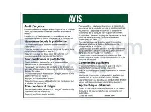 Decal, operating instructions, French