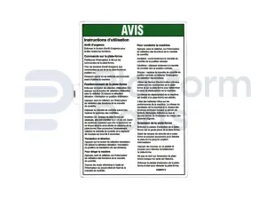 Decal, operating instructions, French
