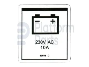 Decal, power to charger 230V