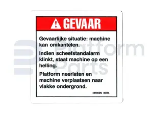 Decal, tilt alarm, Dutch