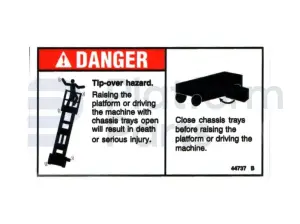 Decal, tip-over hazard