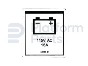 Decal, power to charger 115V