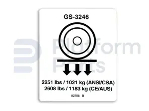 Decal, max wheel load