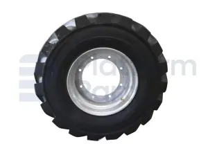 All terrain tire + rim, foamed, OTR 14x17.5, left