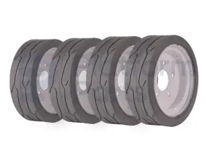 Set of 4 non-marking wheels, grey ('with pattern')