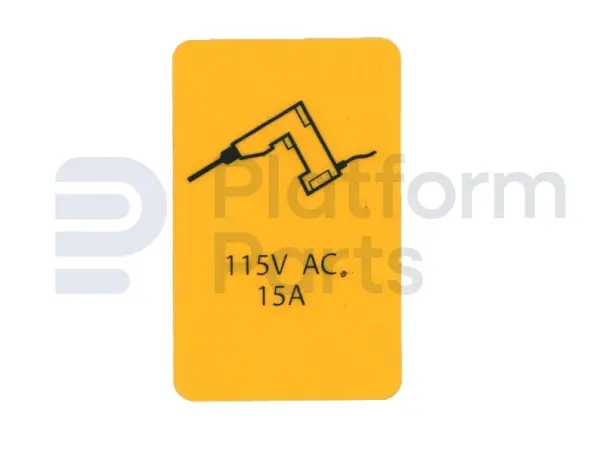 Decal, power to platform 115V