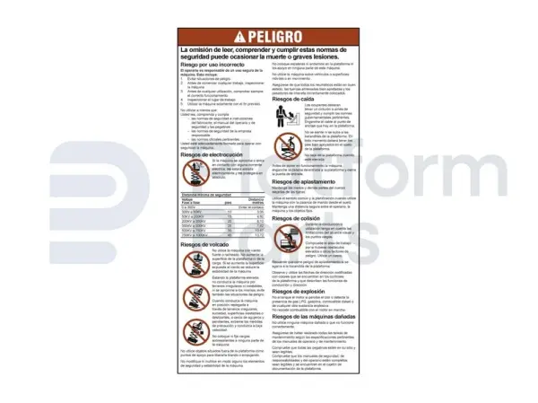 Decal, danger, general safety rules (ES/sl)