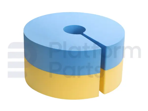 Schuimrubber bumper, blauw/geel (20cm x 10cm)