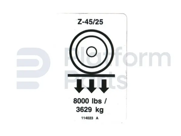 Decal, max wheel load