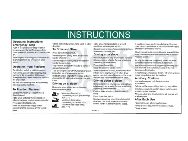 Decal, operating instructions