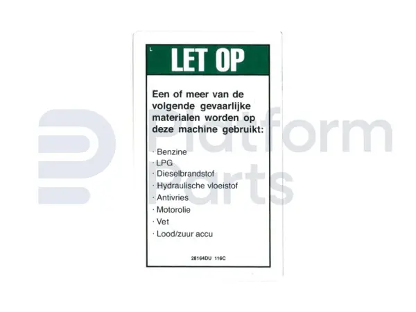 Decal, hazardous materials, Dutch