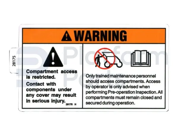 Decal, warning, compart access