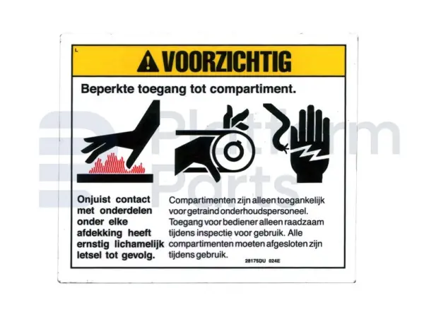 Decal, warning, compart access, Dutch