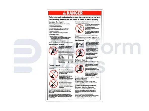 Decal, danger, general safety rules