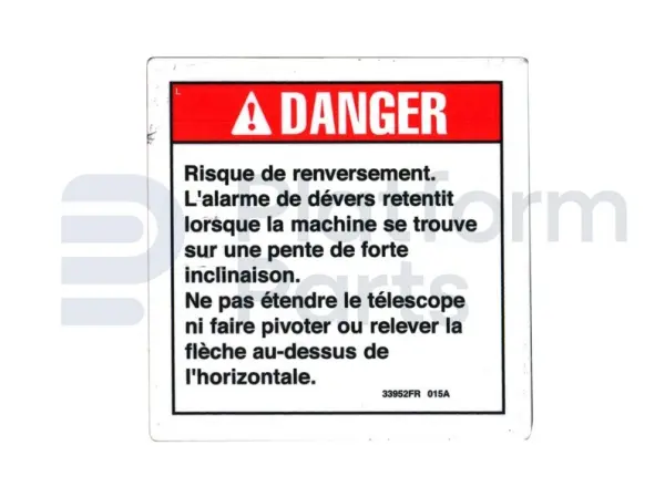 Decal, tilt alarm, French