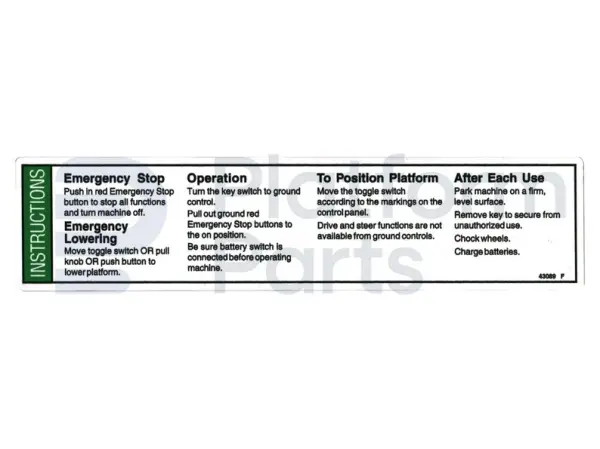 Decal, operating instructions