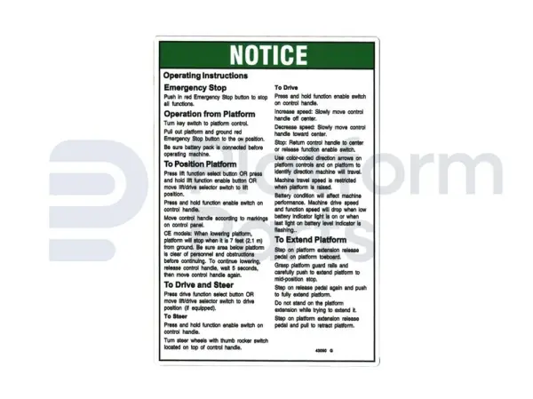 Decal, operating instructions