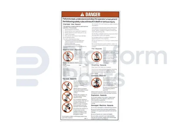 Decal, danger, general safety rules