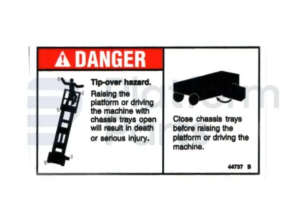 Decal, tip-over hazard