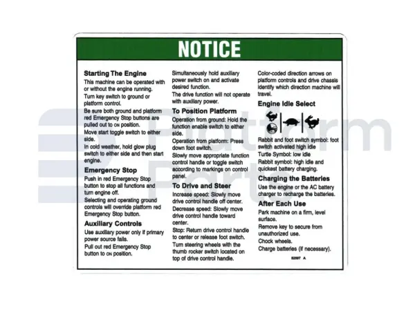 Decal, operating instructions