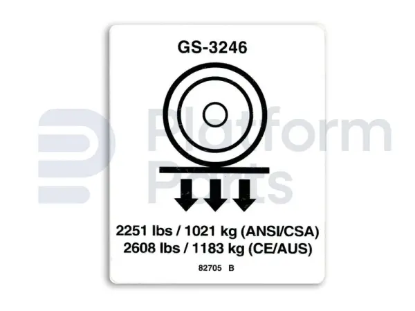 Decal, max wheel load
