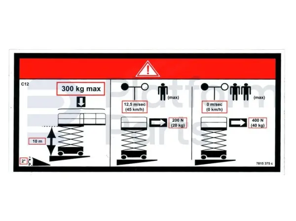 Decal, tipping danger, scissor lift