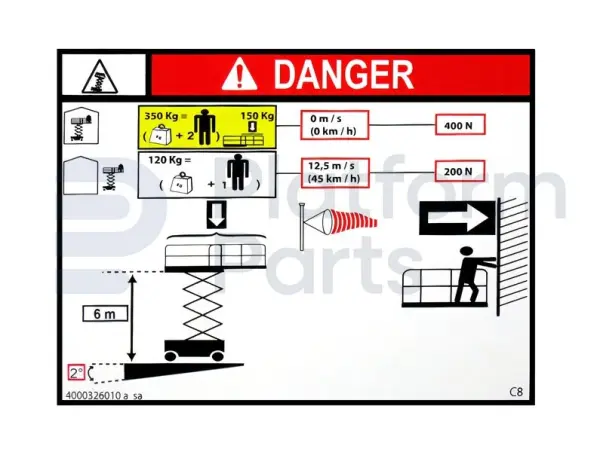 Decal, max capacity 350kg