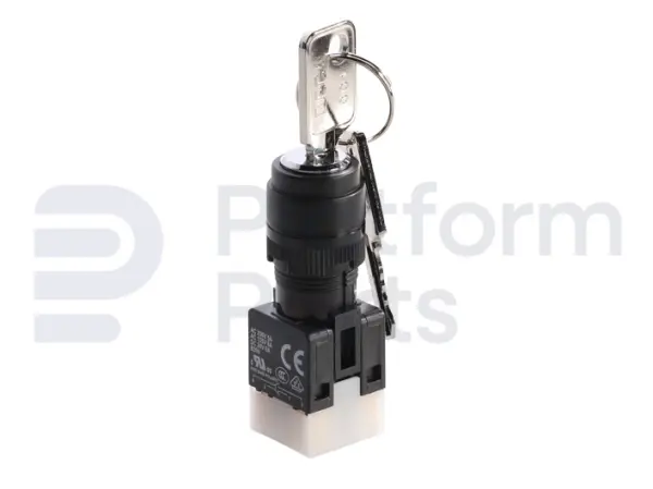 Switch, key, 3P spring return left or right to center, key removal from center