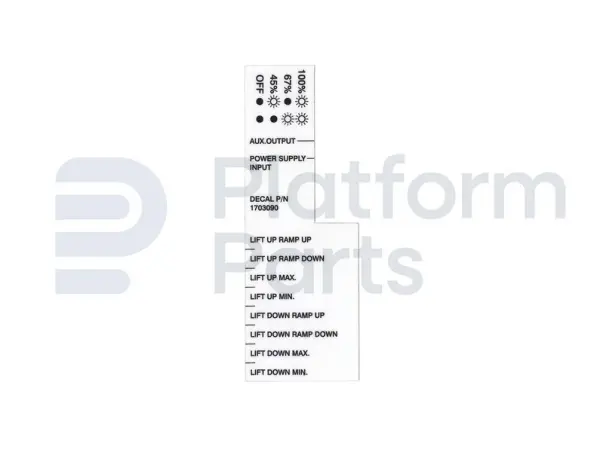Decal, control card, lift