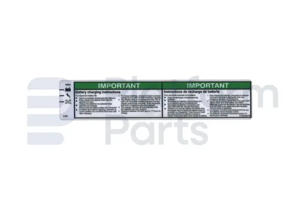 Decal, battery charge instructions