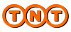 TNT logo of the international courier service in orange letters.